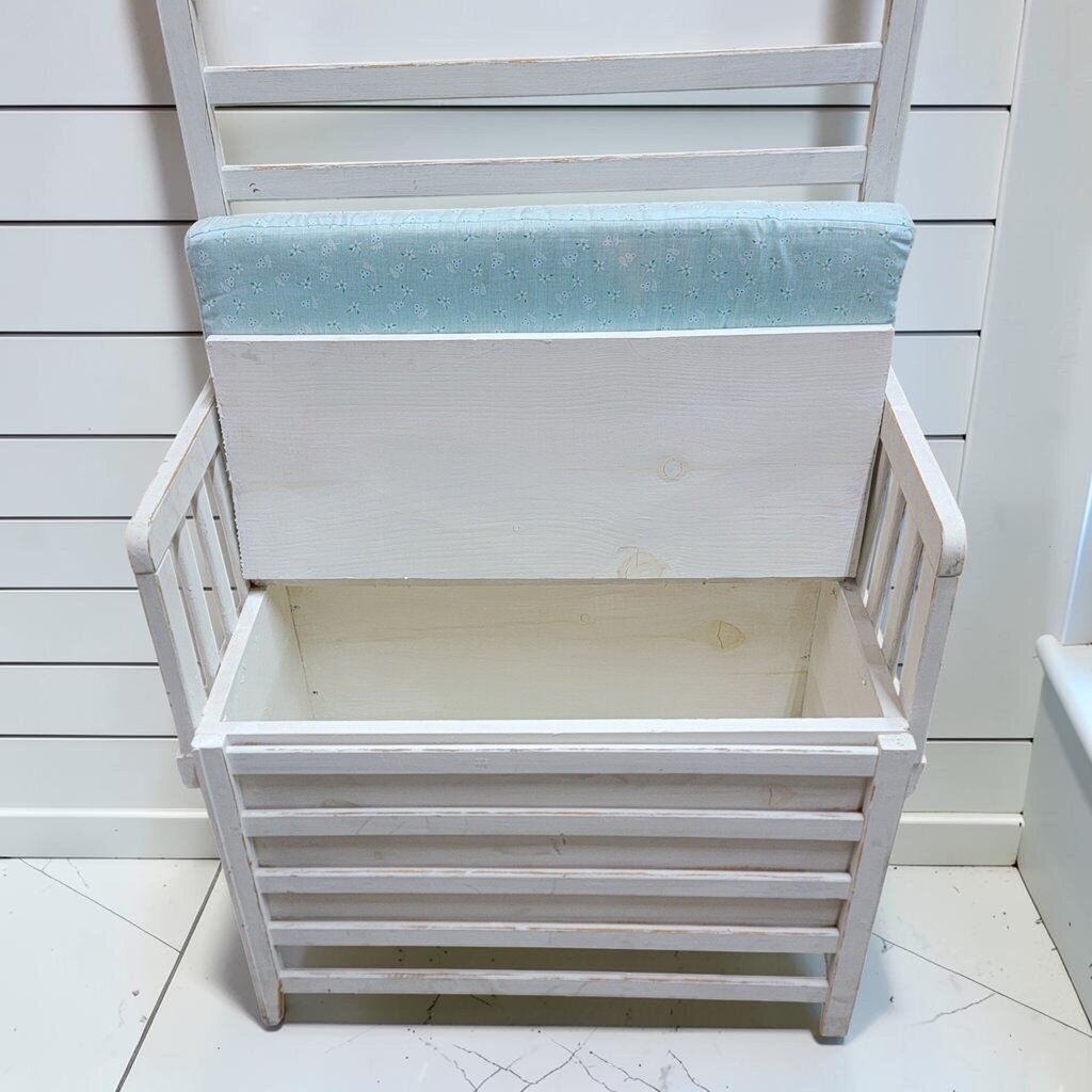 8506 Shabby Chic White Slatted Hall Tree #Bench with Storage