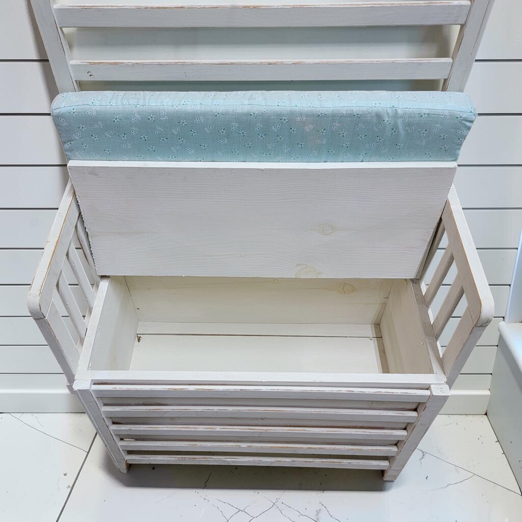 8506 Shabby Chic White Slatted Hall Tree #Bench with Storage
