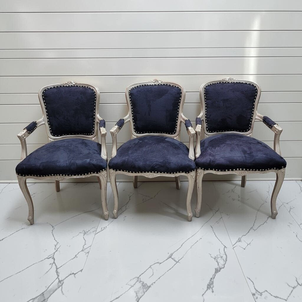 8507-8509 Contemporary Silver- Finished Rococo Style #Armchair
