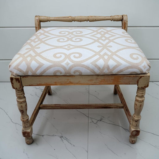 8512 Distressed Spindle- Turned Upholstered #Stool