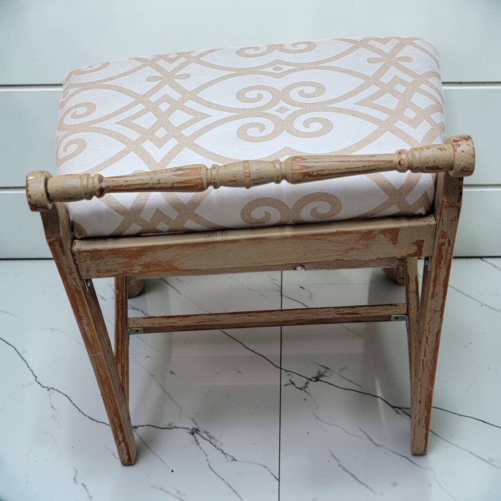 8512 Distressed Spindle- Turned Upholstered #Stool ~ FURNITURE