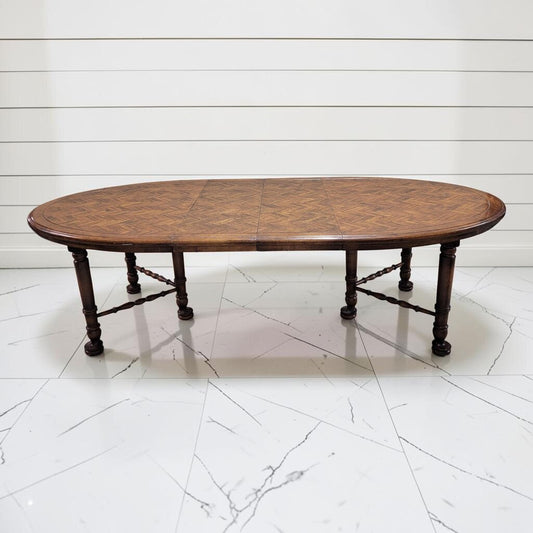 8335 Herringbone Parquetry Oval Dining #Table Used ~ FURNITURE