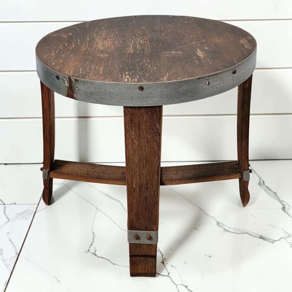 8515 Rustic WIne Barrel Accent #Table