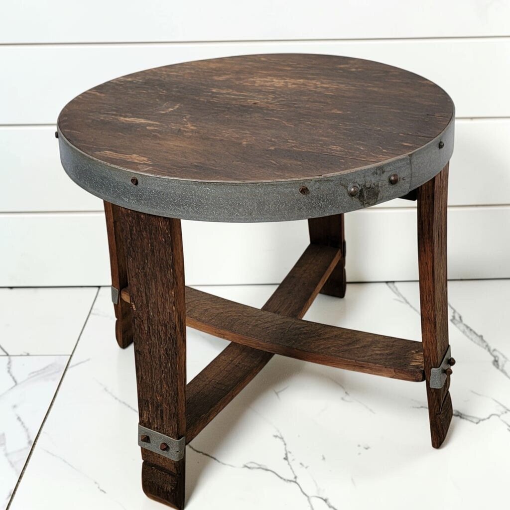 8515 Rustic WIne Barrel Accent #Table