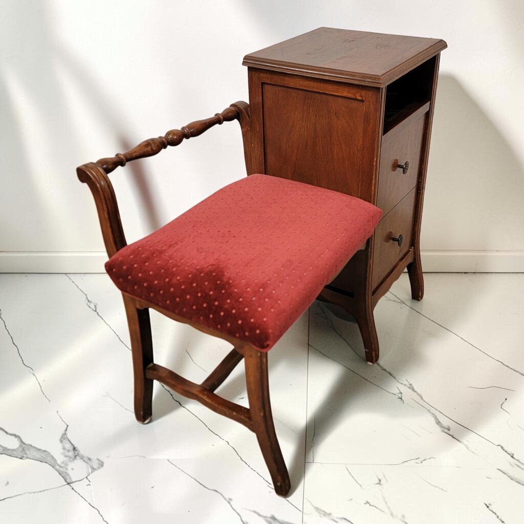 8523 Mid-Century Colonial Revival Telephone #Bench