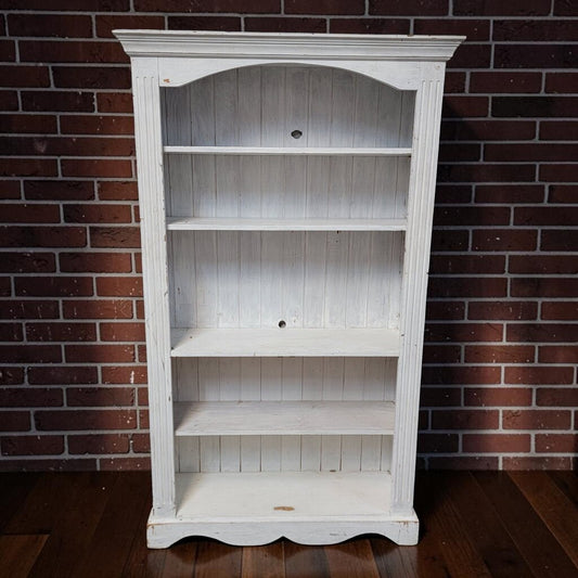 8524 Shabby Chic White 5 Shelf Bookcase Used ~ FURNITURE