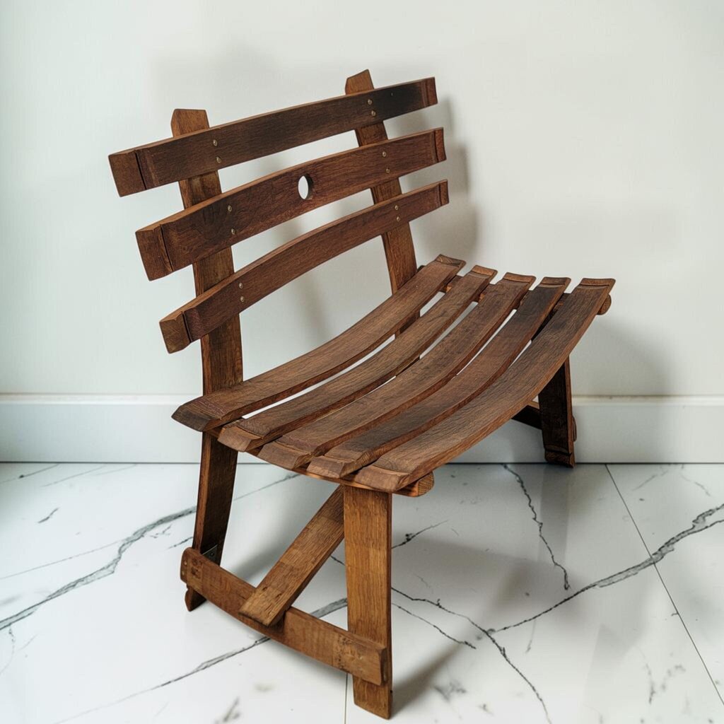 8525 Handcrafted Reclaimed Wine Barrel Stave #Bench