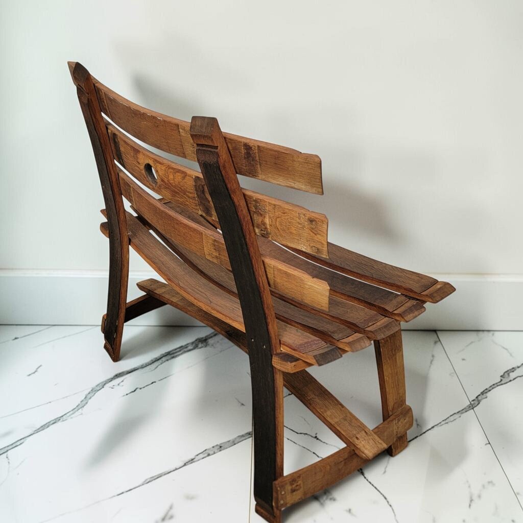 8525 Handcrafted Reclaimed Wine Barrel Stave #Bench