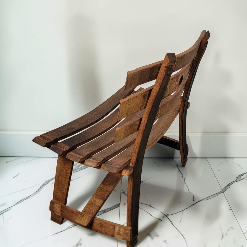 8525 Handcrafted Reclaimed Wine Barrel Stave #Bench