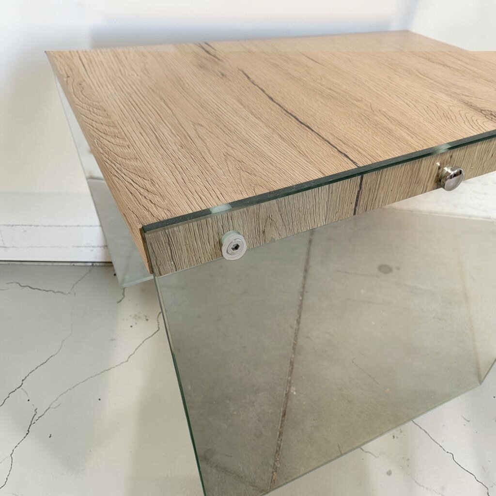 8529 IKEA Malm Large Side Table Glass Legs
