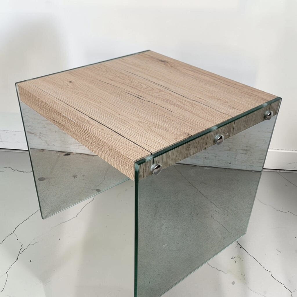 8529 IKEA Malm Large Side Table Glass Legs