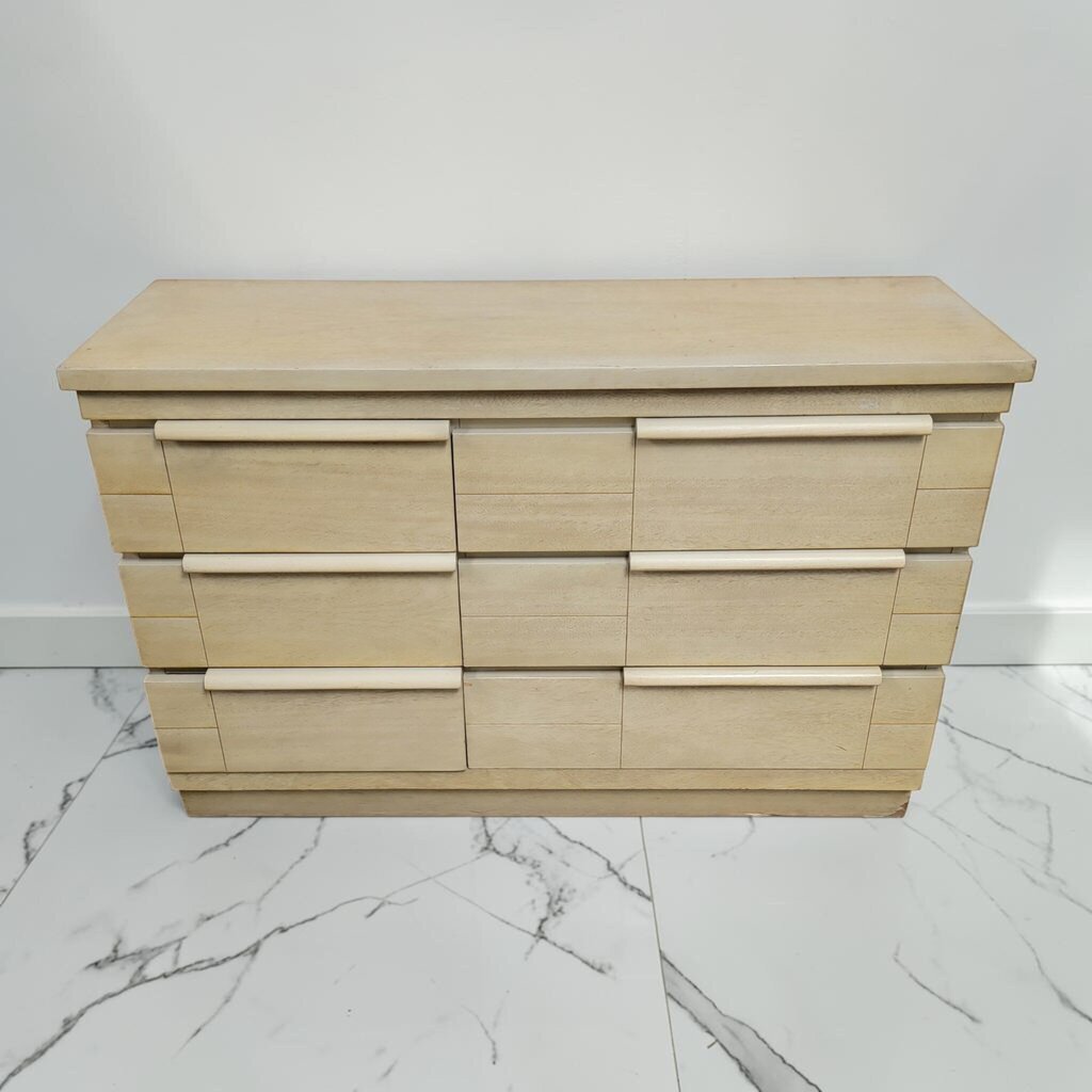 8534 Vintage Solid Pine Brutalist Style 6 Drawer #Dresser