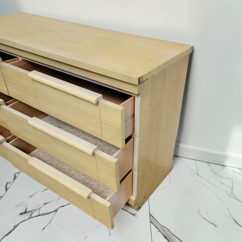 8534 Vintage Solid Pine Brutalist Style 6 Drawer #Dresser