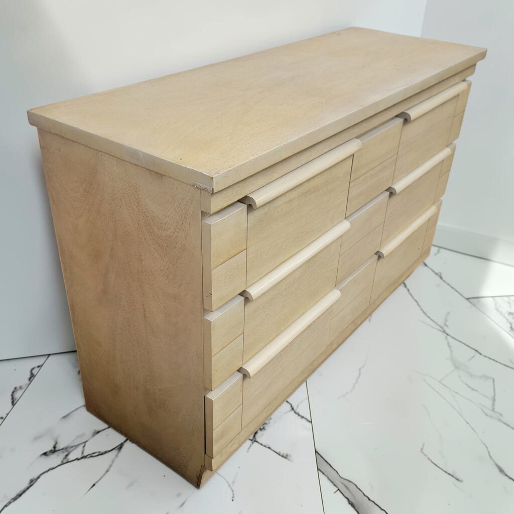 8534 Vintage Solid Pine Brutalist Style 6 Drawer #Dresser