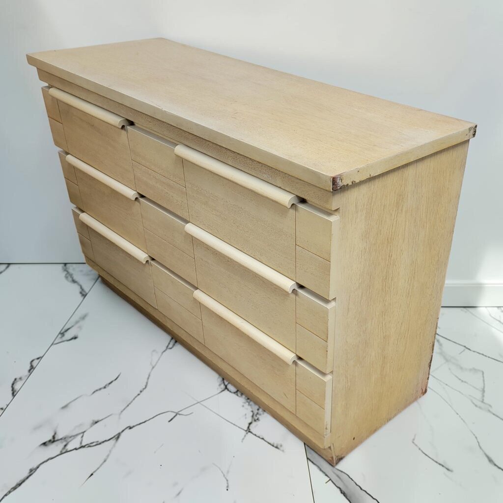 8534 Vintage Solid Pine Brutalist Style 6 Drawer #Dresser