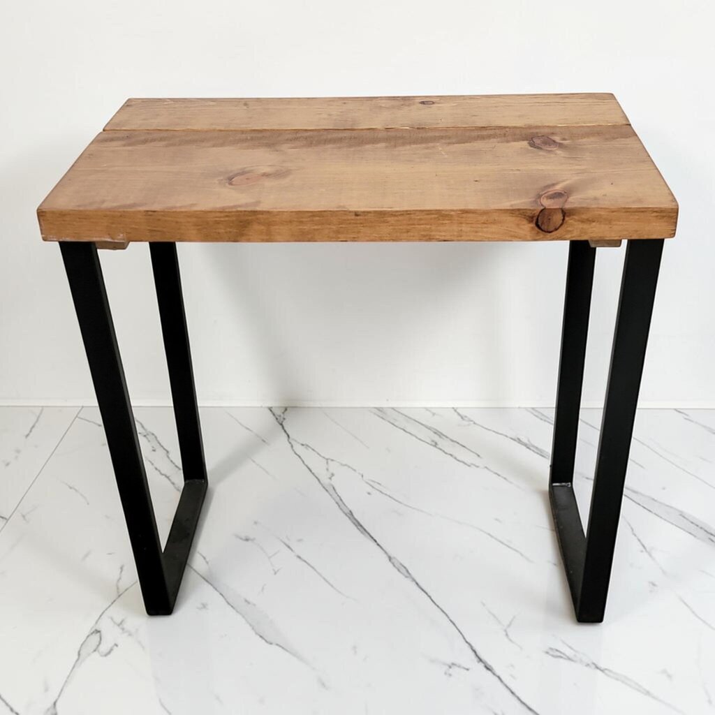 8536 Rustic Industrial Reclaimed Wood U-Shaped End Table