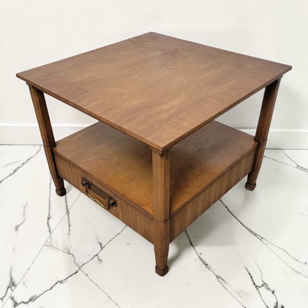 8538 Mid-Century Modern Henredon Square Two-Tier Side #Table with Drawer ~ FURNITURE