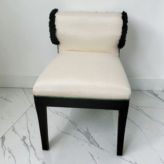 8539 Hollywood Regency Style Moire Slipper #Chair with Green Fringe