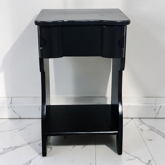 8542 Black Mid Century Modern Nightstand with Drawer Used ~ FURNITURE
