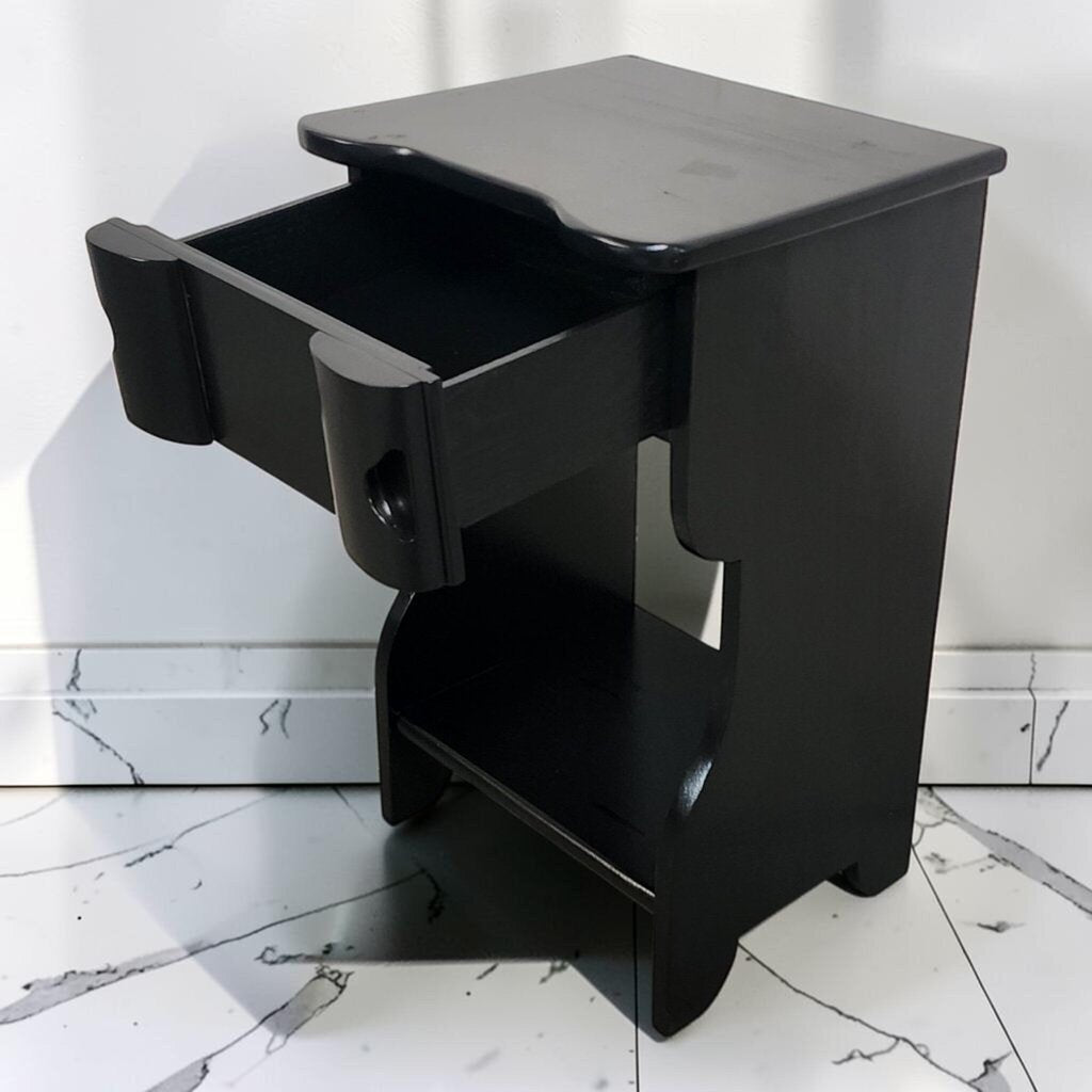 8542 Black Mid Century Modern Nightstand with Drawer