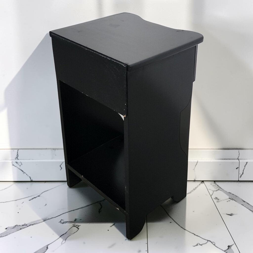8542 Black Mid Century Modern Nightstand with Drawer