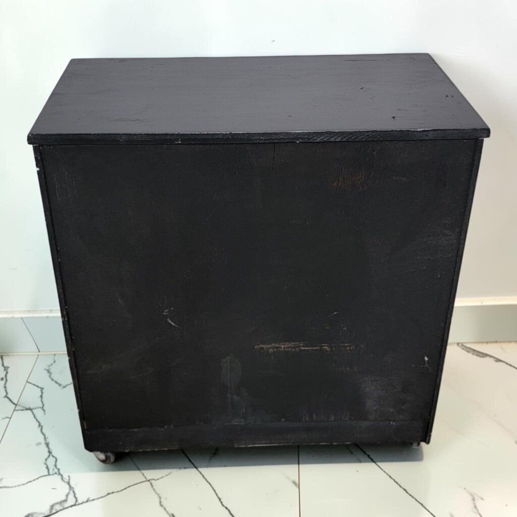 8558 Refurbished Black 3- Drawer Chest with Chippendale Style Hardware