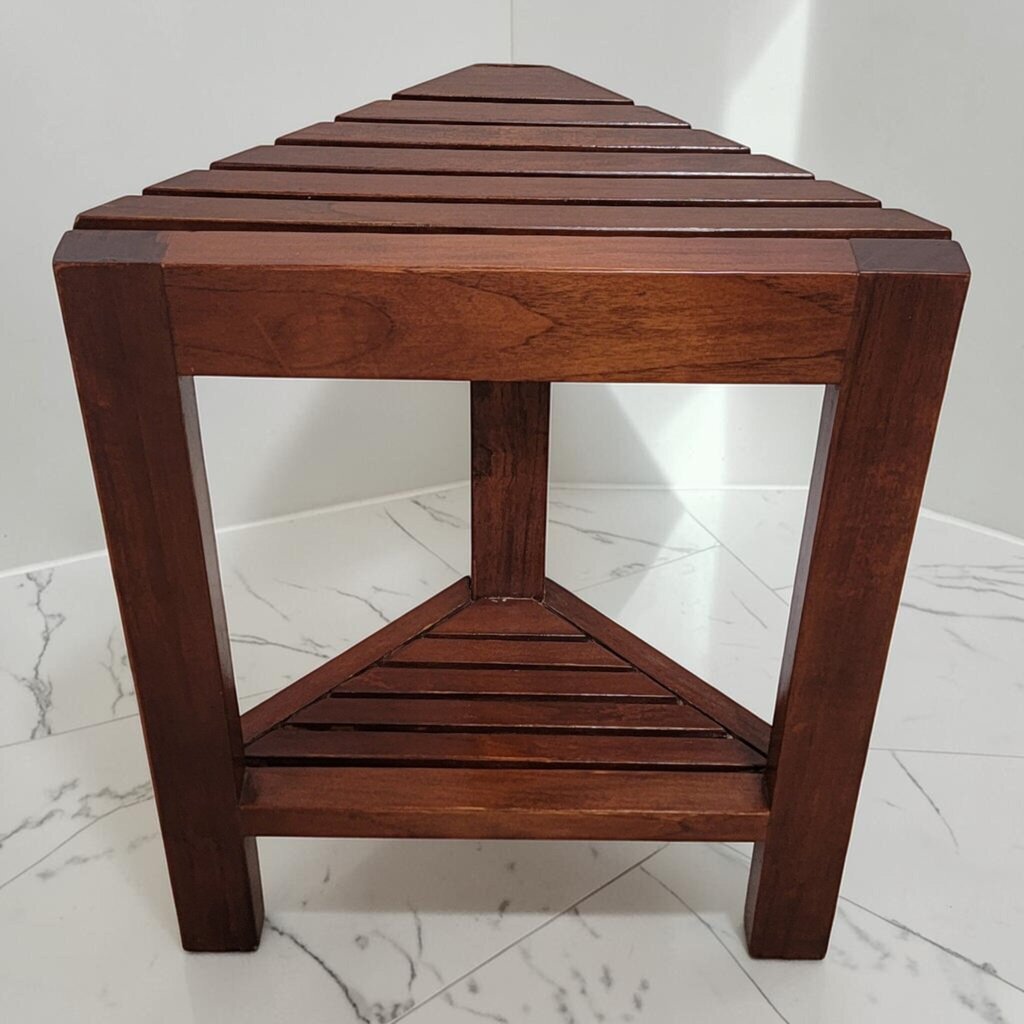 8559 Contemporary Slatted Wood Corner Shower #Stool