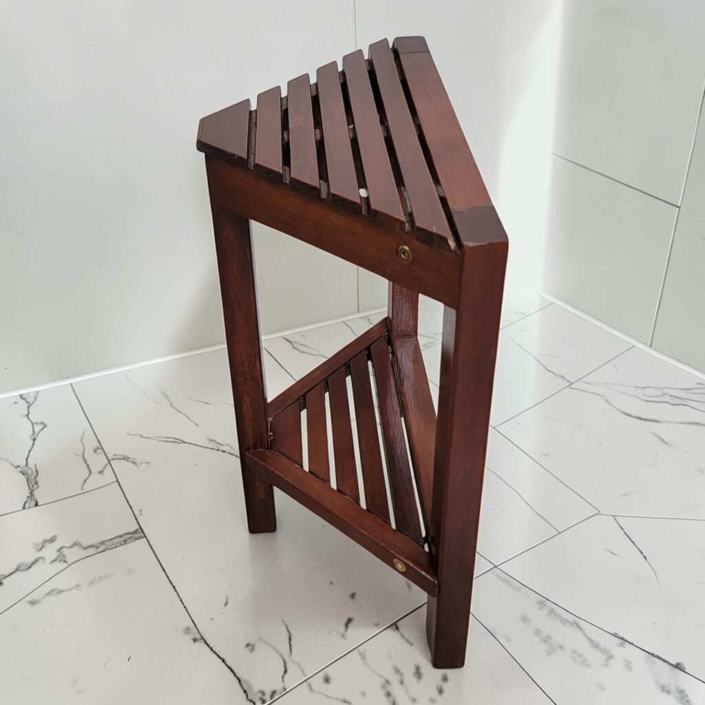 8559 Contemporary Slatted Wood Corner Shower #Stool