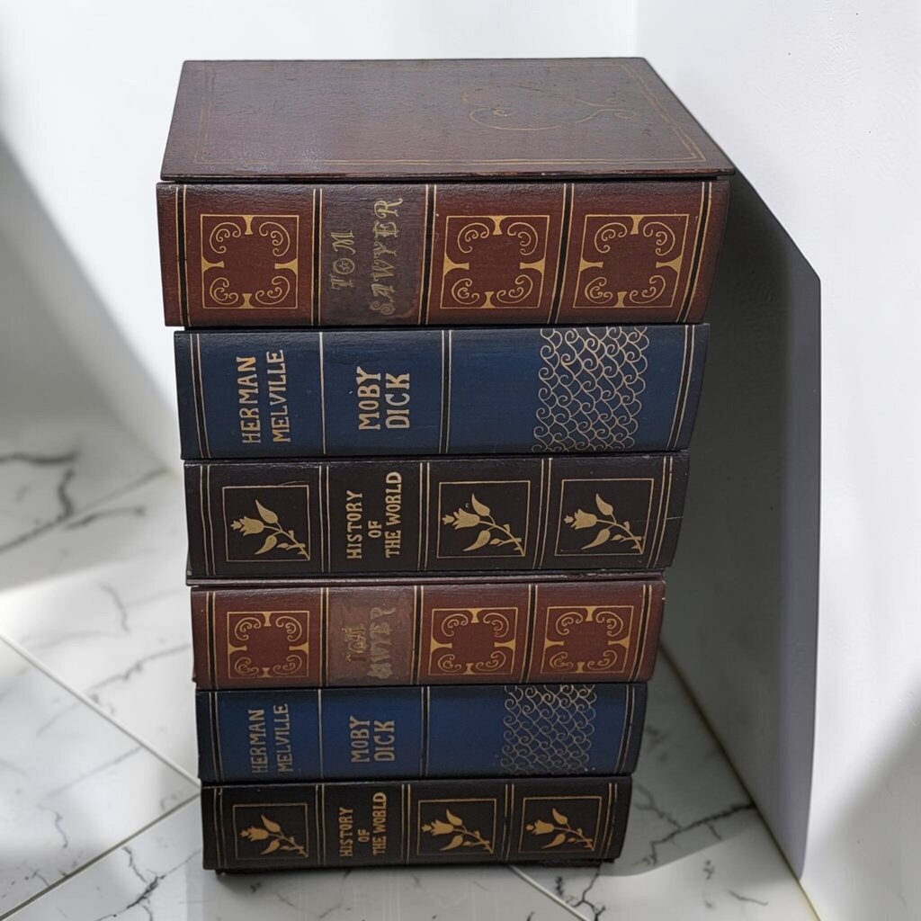 8560 Vintage Stacked Book Accent Chest