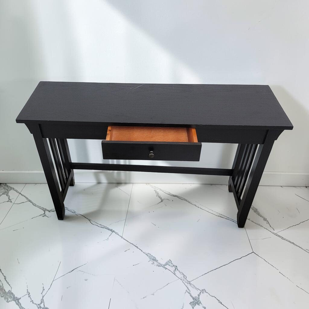 8562 Mission Style Black Console Table with Drawer