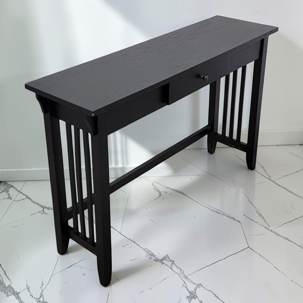 8562 Mission Style Black Console Table with Drawer