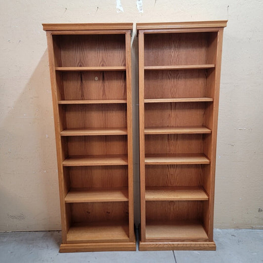 8554-8555 Traditional Oak Bookcase Used ~ FURNITURE