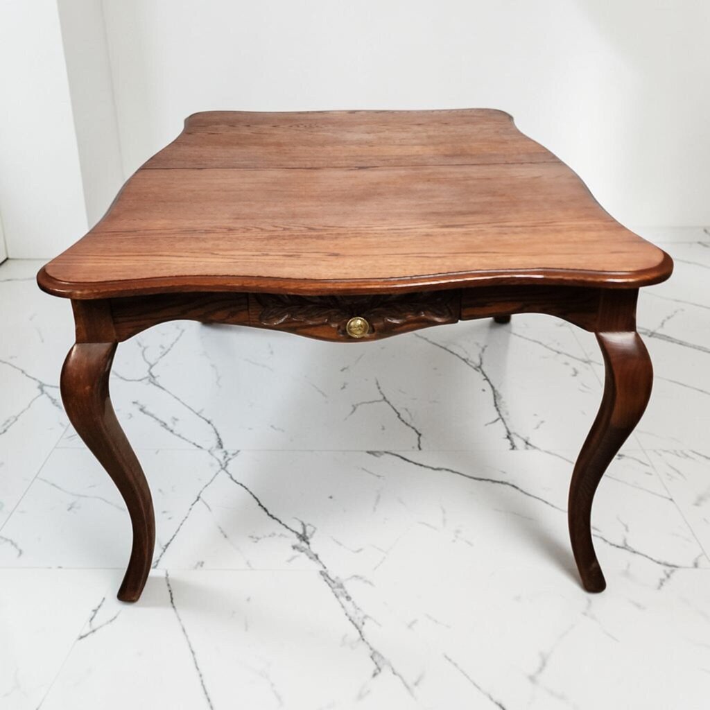8564 Vintage French Provincial Style Carved Oak Dining #Table