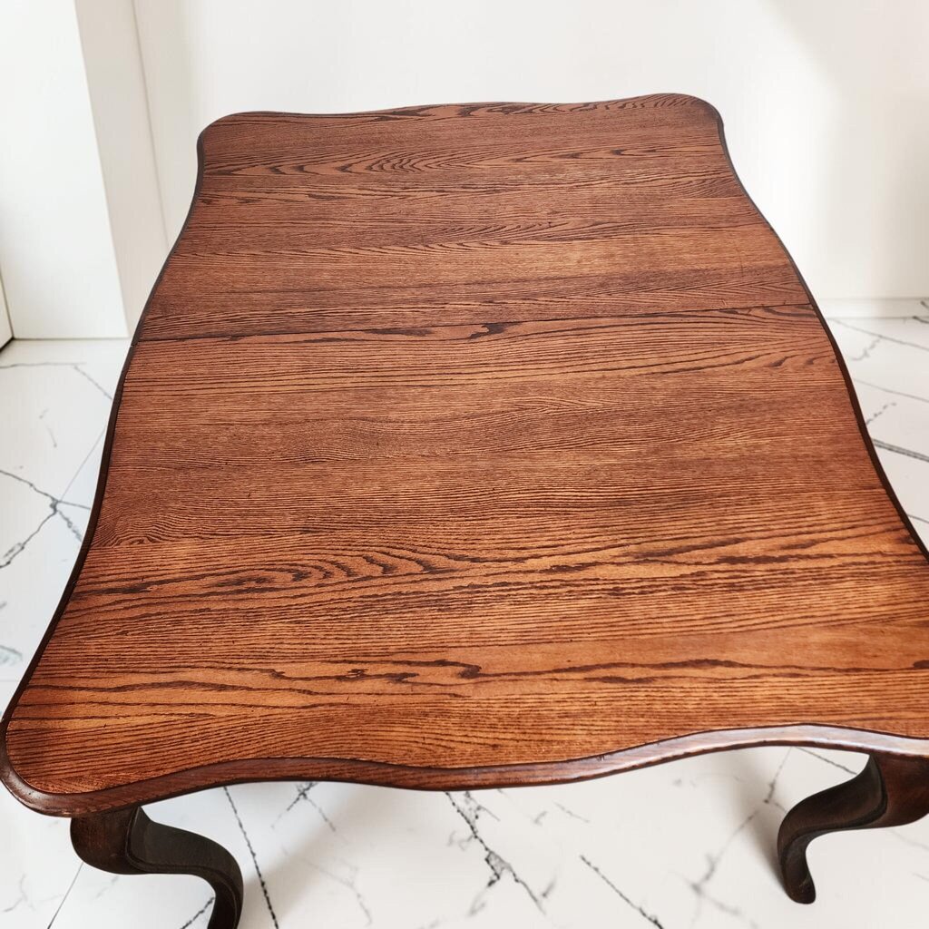 8564 Vintage French Provincial Style Carved Oak Dining #Table