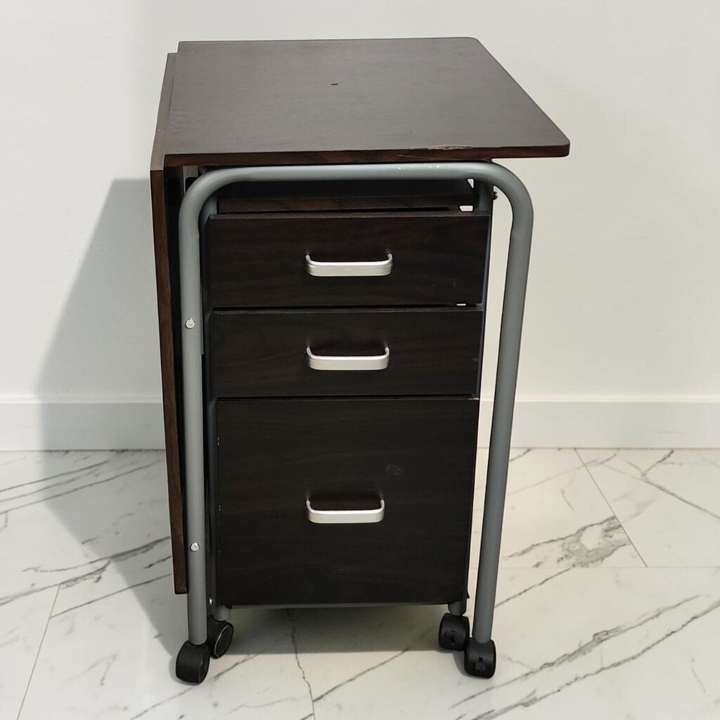 8566 Mobile Folding Craft #Desk with 3-Drawer Storage Pedestal