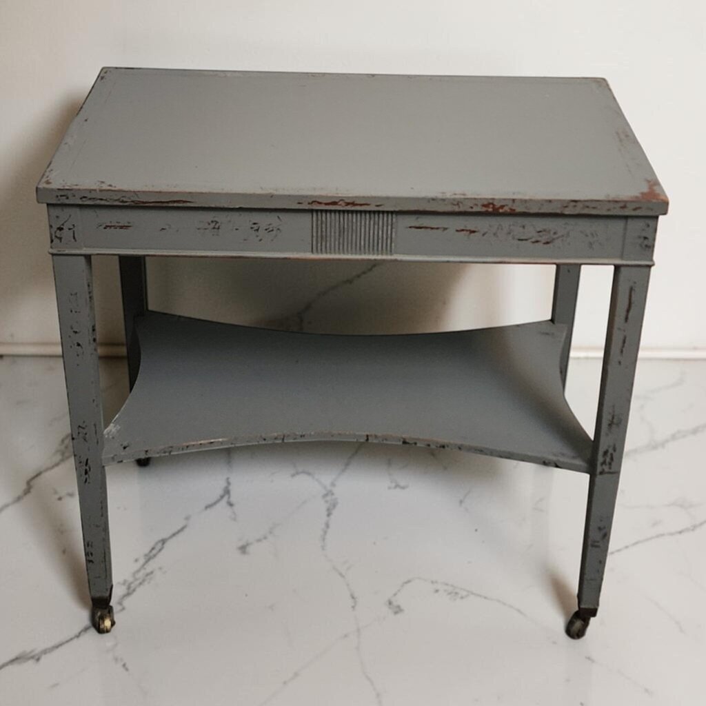 8567 Vintage Painted Wooden Utility #Table on Casters