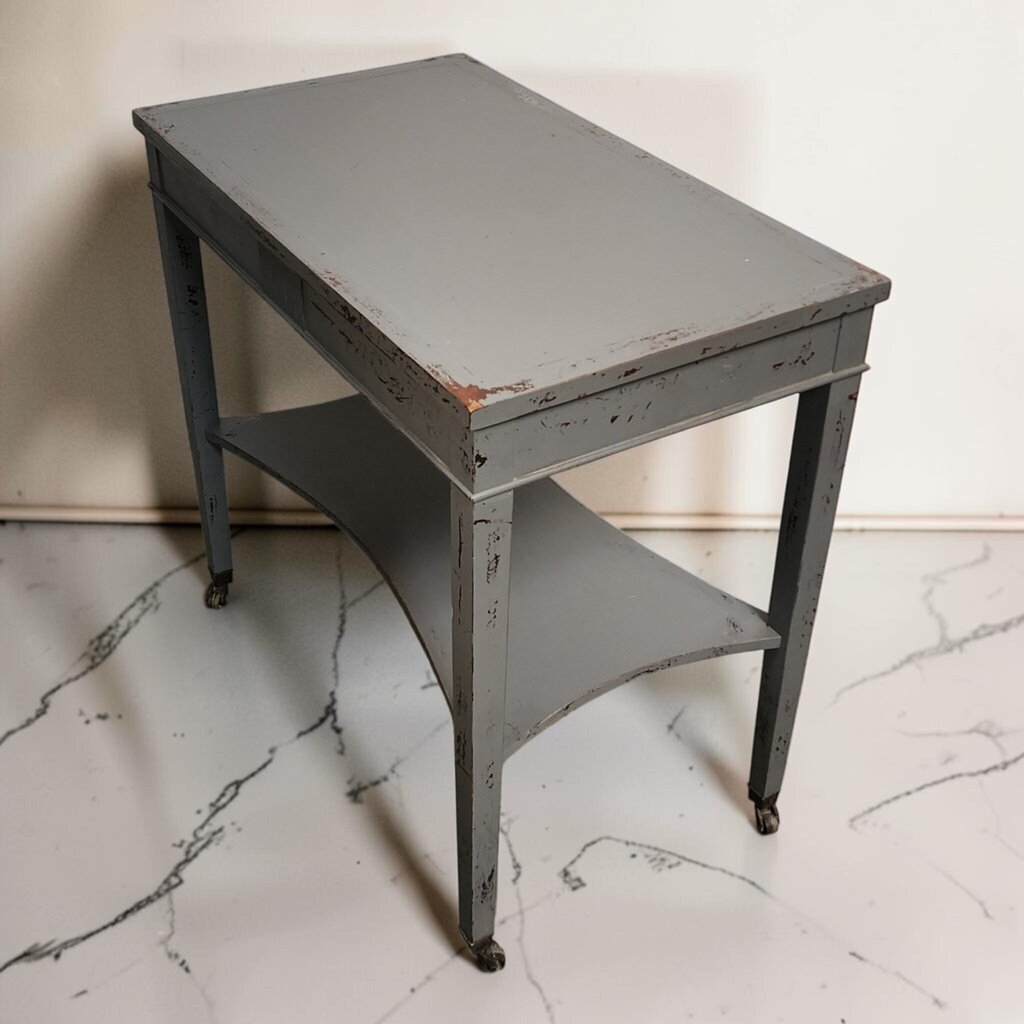 8567 Vintage Painted Wooden Utility #Table on Casters