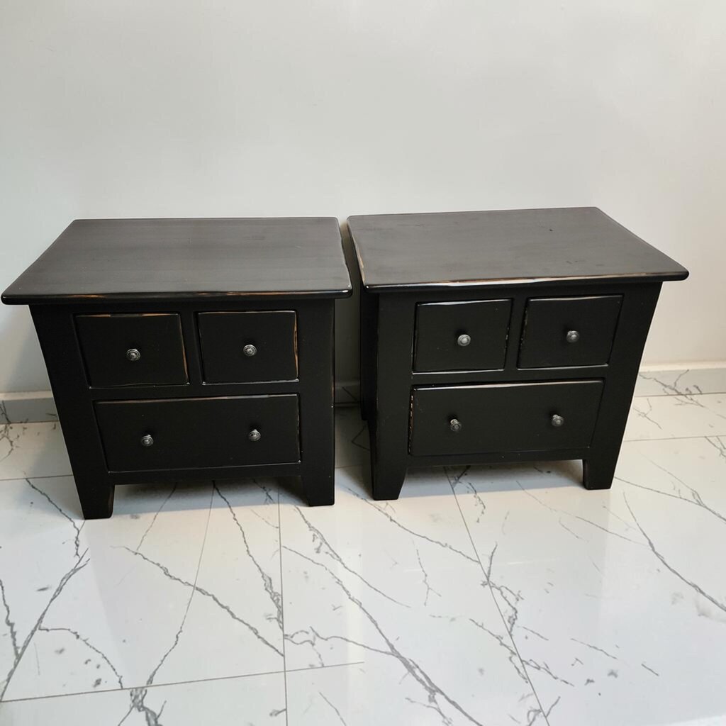 8571-8572 Rustic Black #Nightstand with 3 Drawers