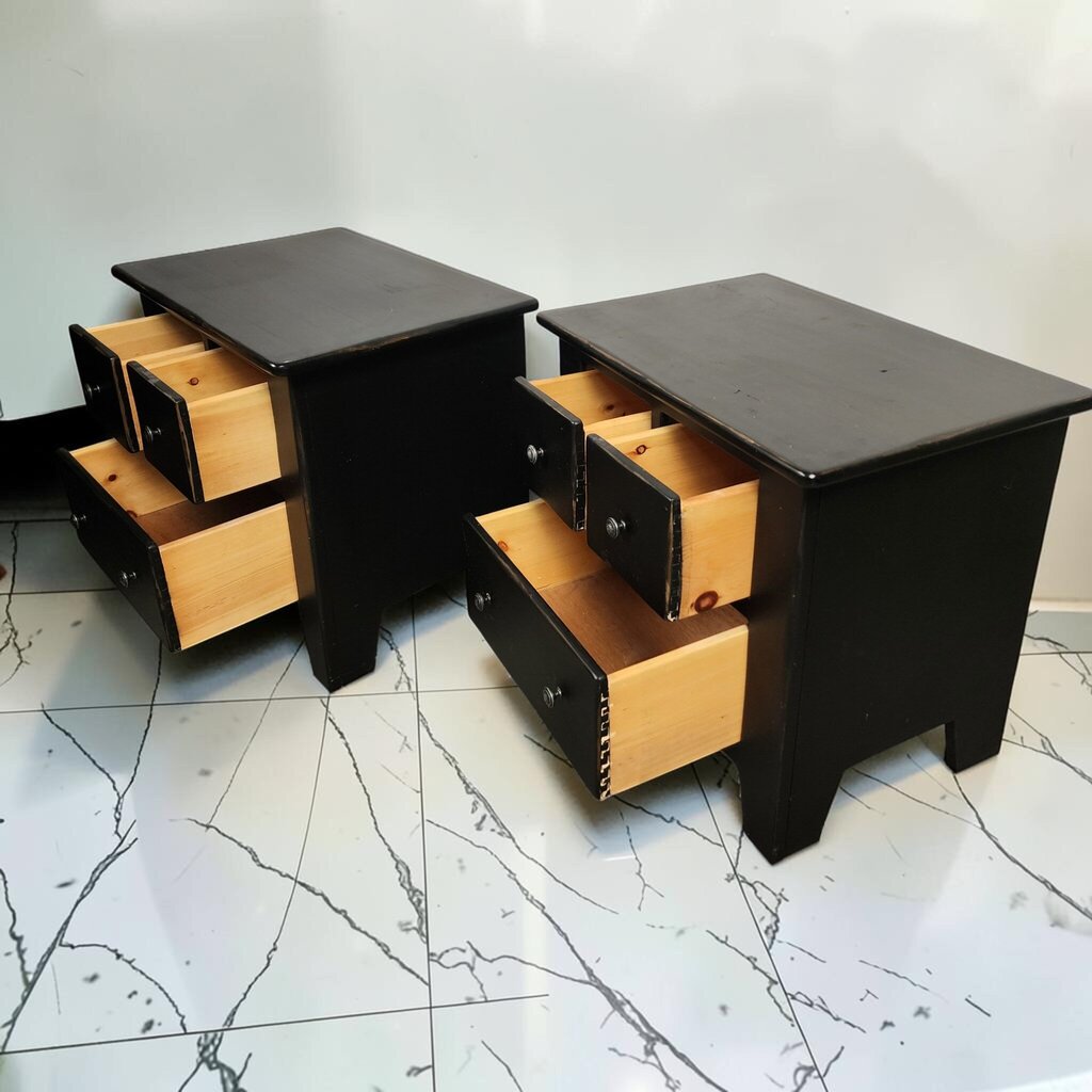 8571-8572 Rustic Black #Nightstand with 3 Drawers