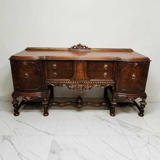 8581 Jacobean Revival Burl Walnut #Sideboard Used ~ FURNITURE