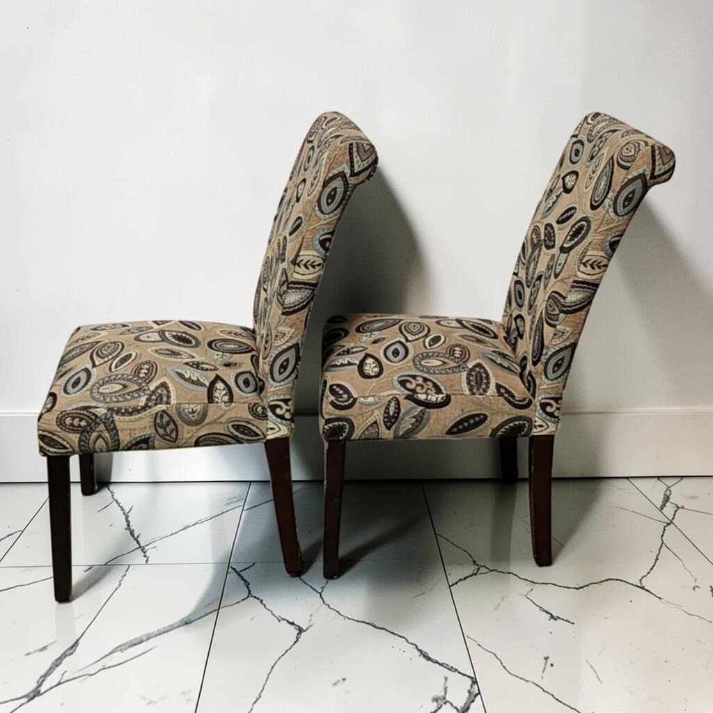 8588-8589 Scroll-Back Paisley Upholstered Dining Chairs