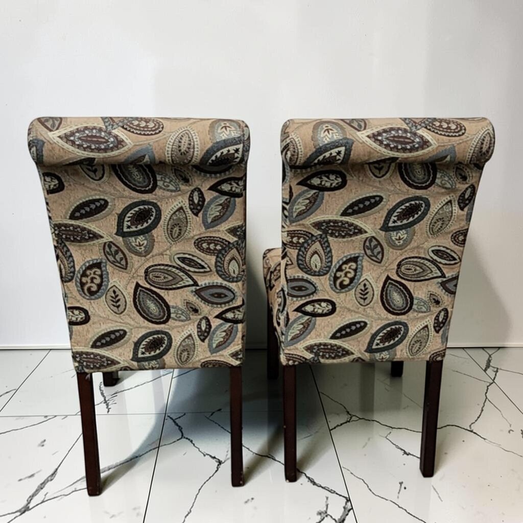 8588-8589 Scroll-Back Paisley Upholstered Dining Chairs