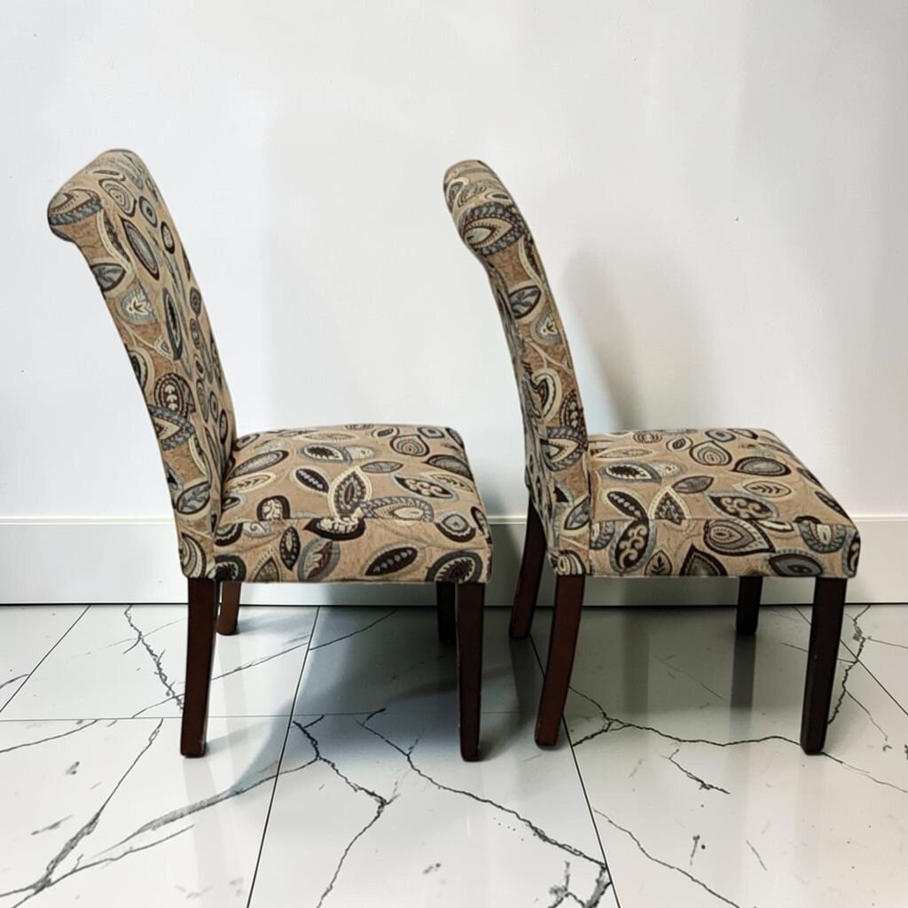 8588-8589 Scroll-Back Paisley Upholstered Dining Chairs