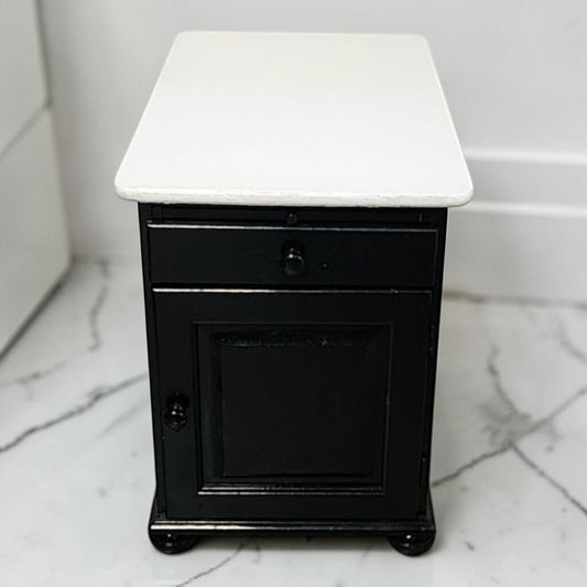 8593 Black and White Cabinet Side Table Used ~ FURNITURE