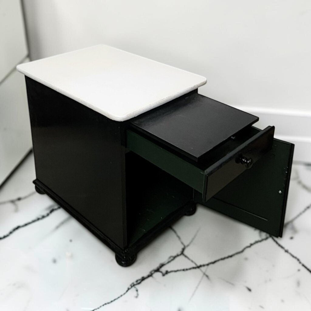 8593 Black and White Cabinet Side Table ~ FURNITURE