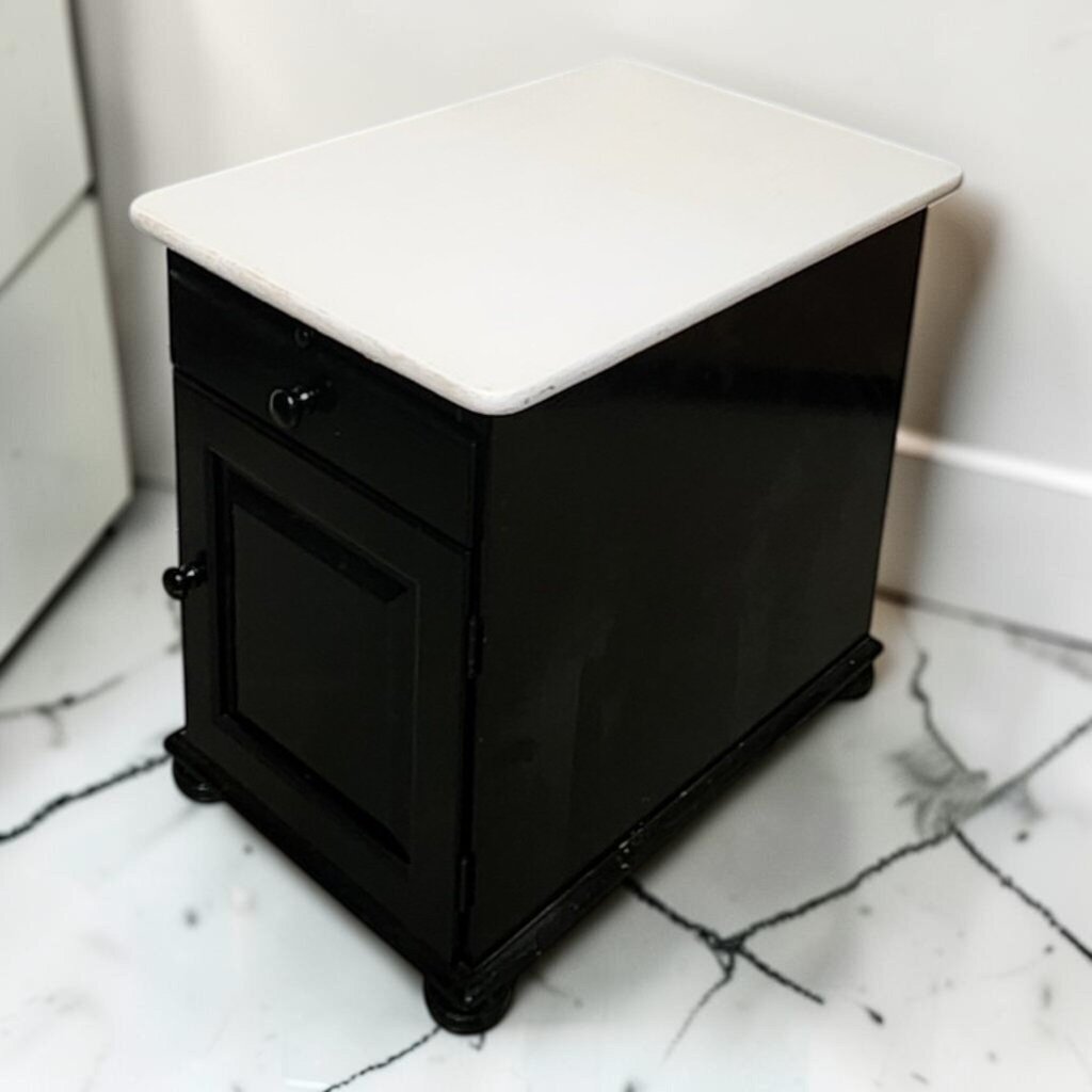 8593 Black and White Cabinet Side Table ~ FURNITURE