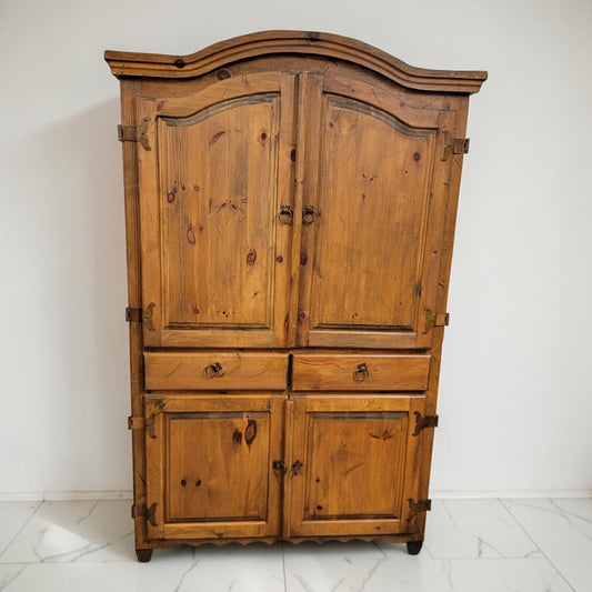 8595 Mexican Rustic Pine Armoire with Arched Bonnet Top