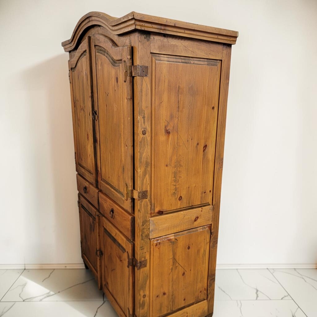 8595 Mexican Rustic Pine Armoire with Arched Bonnet Top