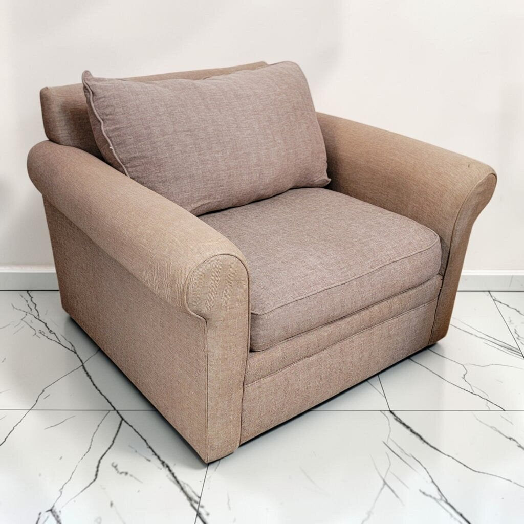 8596 Oversized Tan Herringbone #Armchair