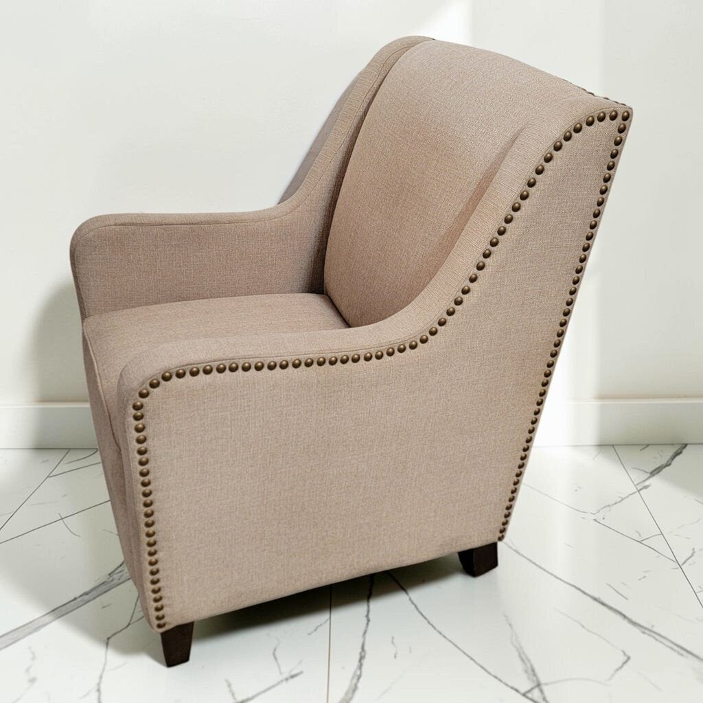 8597 Cream Colored Accent #Chair with Nailhead Trim